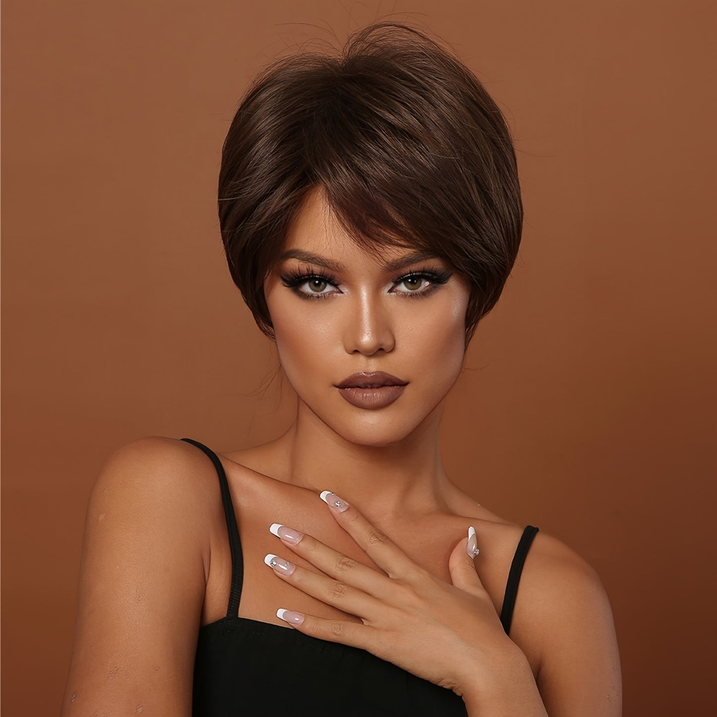 Synthetic 8 Inch Short Brown Pixie Cut Wig for Women - Perfect for Daily Wear & Cosplay