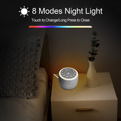 Cocoon Plus White Noise Machine – 40 Soothing Sounds with Night Light, 4-Hour Timer, 32 Adjustable Volume, Memory Function, Brown Noise for Sleep, Yoga, and Meditation, Plug-In