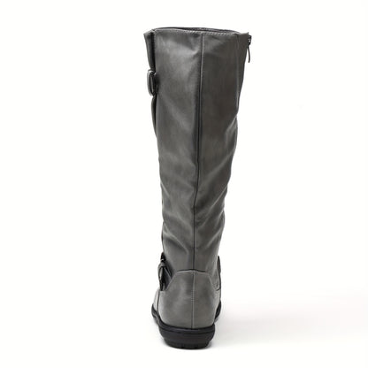 Women's Wide Calf Knee High Boots - Faux Fur-Lined Autumn & Winter Boots, Durable & Comfortable Knee-Length Style