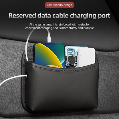 PU Leather Car Side Pocket Organizer - Universal Cell Phone and Sunglasses Holder for Seat Gap, Door, and Console Storage