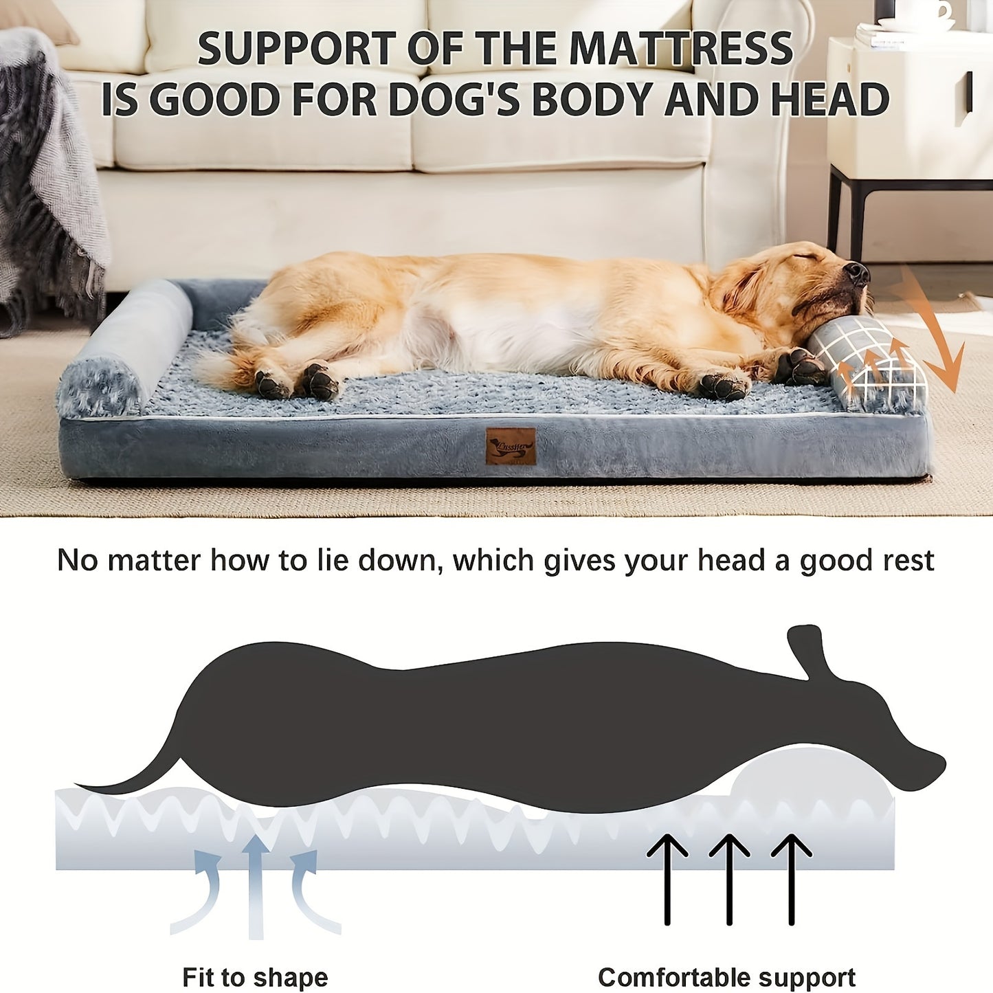 Orthopedic XL Dog Bed for Extra Large Dogs – Removable Washable Cover, Ideal for Crates