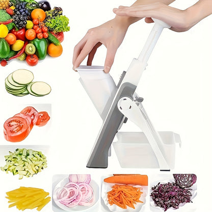 Adjustable Mandoline Slicer – Manual Vegetable Chopper, Potato Slicer, French Fry Cutter, Salad Maker – Kitchen Gadget with Stainless Steel Blade, ABS Material – Essential Back to School