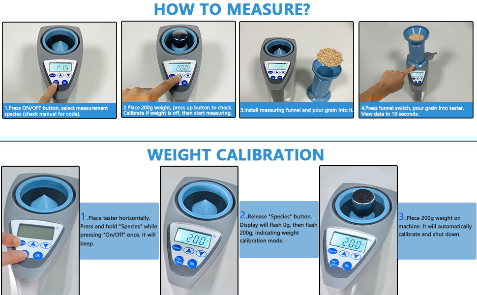 Grain Moisture Meter – LCD Moisture Tester for 20+ Grains with Weight, Density & Temperature Measurement