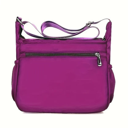 Waterproof Nylon Crossbody Bag for Women - Multi-Compartment Shoulder Purse with Zipper, Casual Everyday Bag for Middle-Aged and Elderly