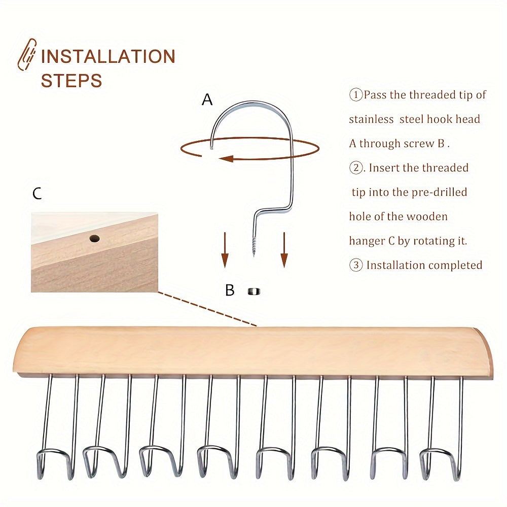 Bra Hanger for Closet – 3-Pack Tank Top Hanger with 8 Hooks, Space-Saving Wooden Organizer for Bras, Camisoles, Swimsuits & Dresses, 360° Rotating, Dorm & Apartment Storage