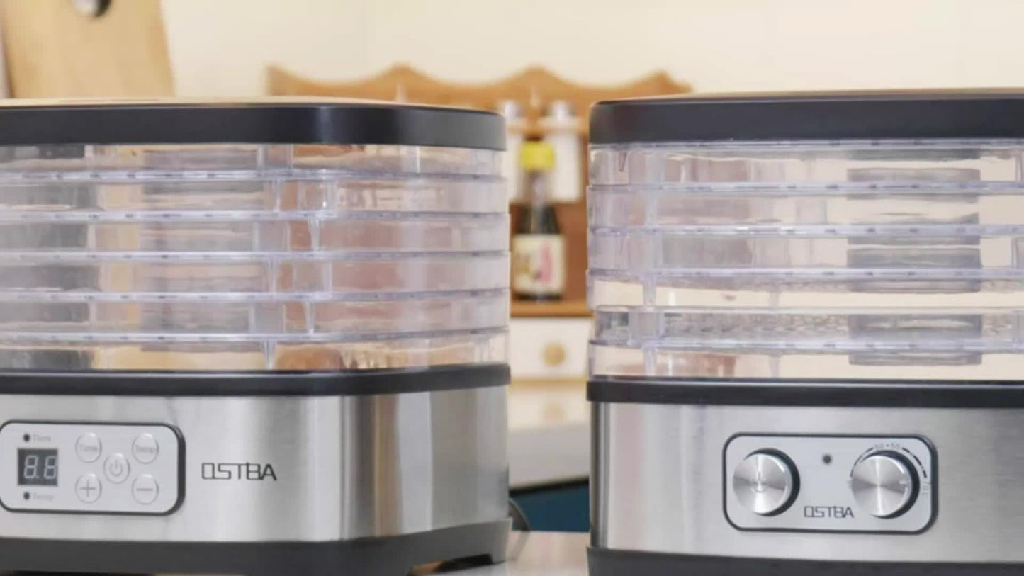 5 Tray OSTBA Food Dehydrator Machine – Adjustable Temp Control, 72H Timer, LED Display and Recipe Book – 240W for Drying Food, Jerky, Fruit, Dog Treats