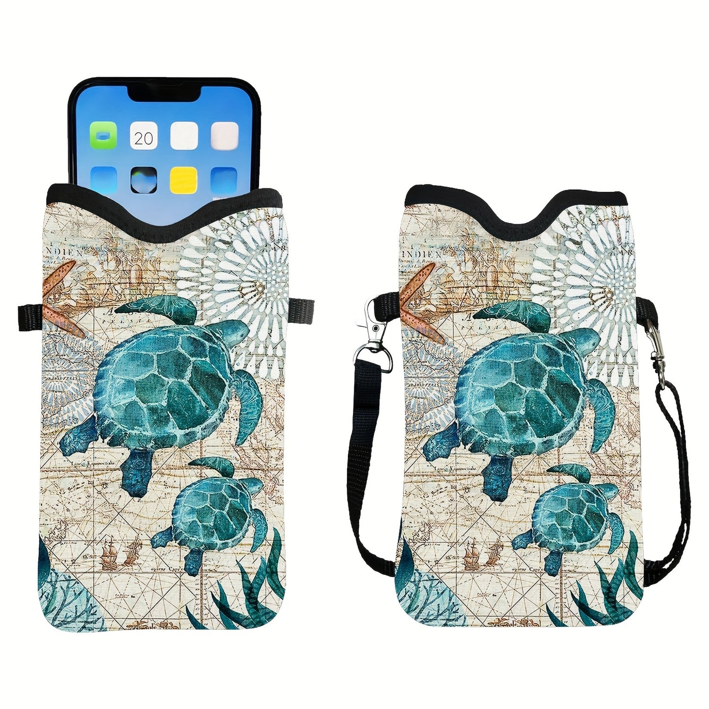 Shockproof Phone Pouch with Adjustable Lanyard - Versatile Print Design, Compatible with Multiple Models