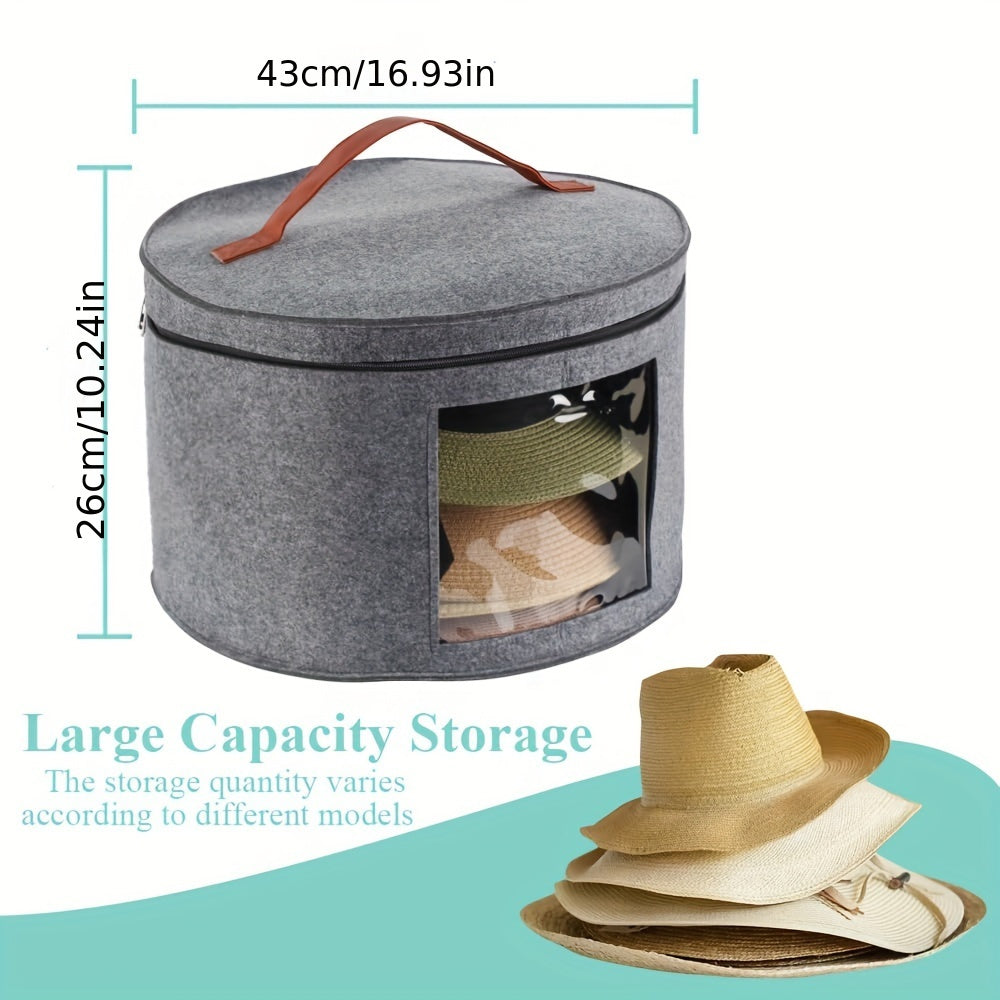 Large Capacity Hat Storage Bucket Bag - Lightweight Zipper Organizer, Dustproof with Handle for Versatile Use