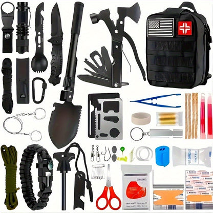 142 in 1 Multipurpose Tool Box – First Aid Kit for Emergency Survival, Outdoor Camping, Climbing, Boating, Gardening, Ultimate Gift for Fathers and Husbands