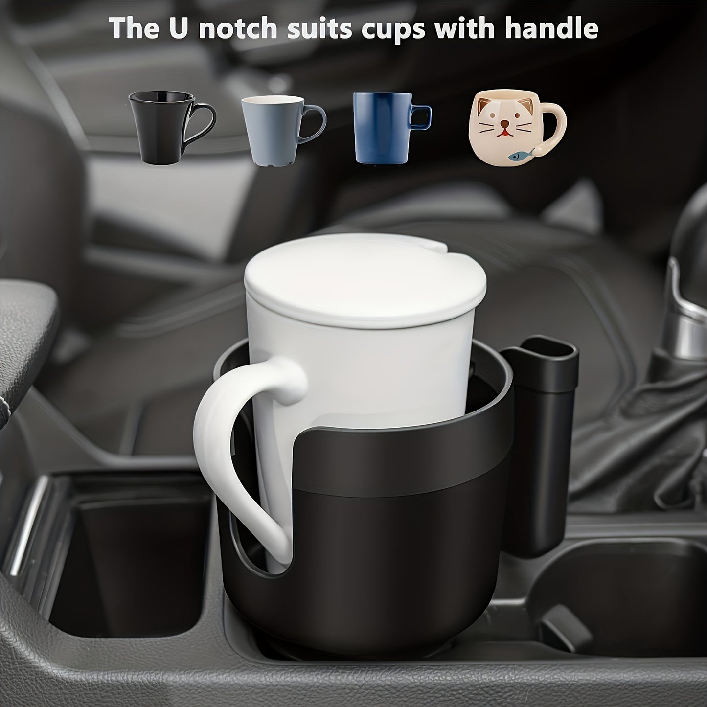 Adjustable Car Cup Holder Extender with Phone Mount – Fits Most Vehicles, Compatible with 32oz and 40oz Bottles and Large Cups