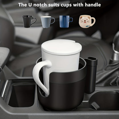 Adjustable Car Cup Holder Extender with Phone Mount – Fits Most Vehicles, Compatible with 32oz and 40oz Bottles and Large Cups