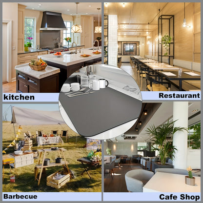Dish Drying Mat for Kitchen Counter – Heat Resistant, Non-Slip Rubber Backed, Super Absorbent Draining Mat, 16"x18" – Ideal for Restaurants and Cafes