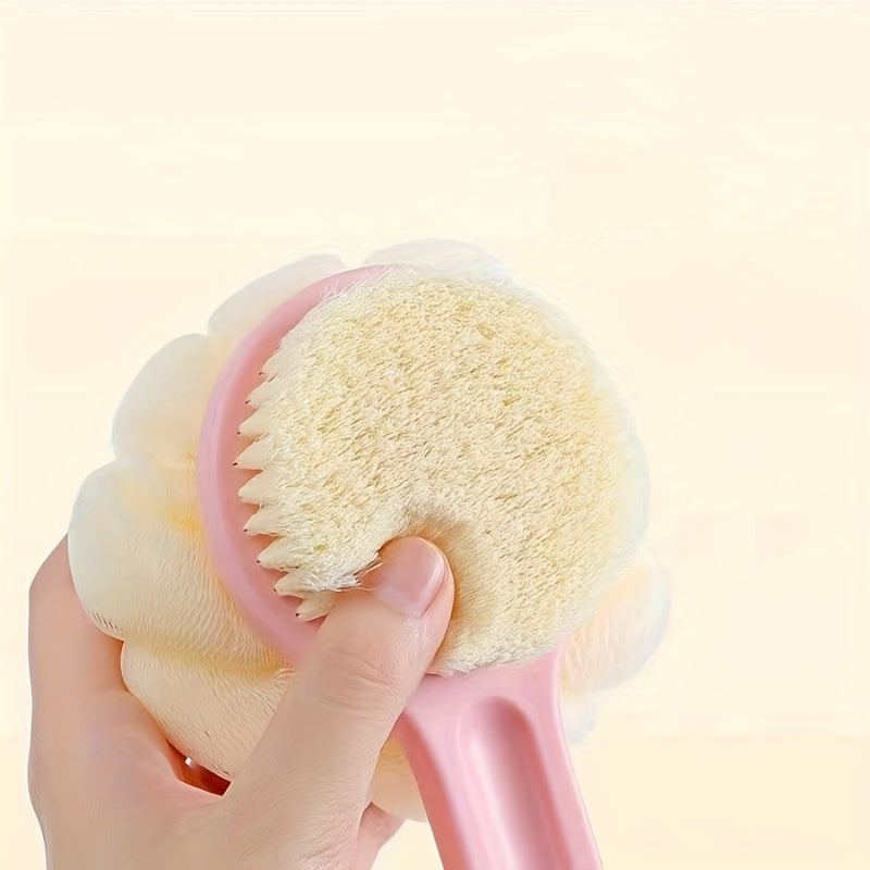 Soft Nylon Back Scrubber with Long Handle – Fragrance-Free, Battery-Free Bath and Shower Accessory