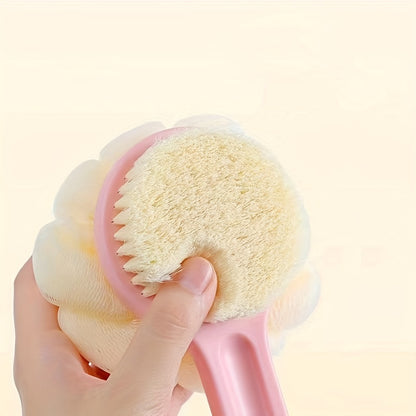 Soft Nylon Back Scrubber with Long Handle – Fragrance-Free, Battery-Free Bath and Shower Accessory