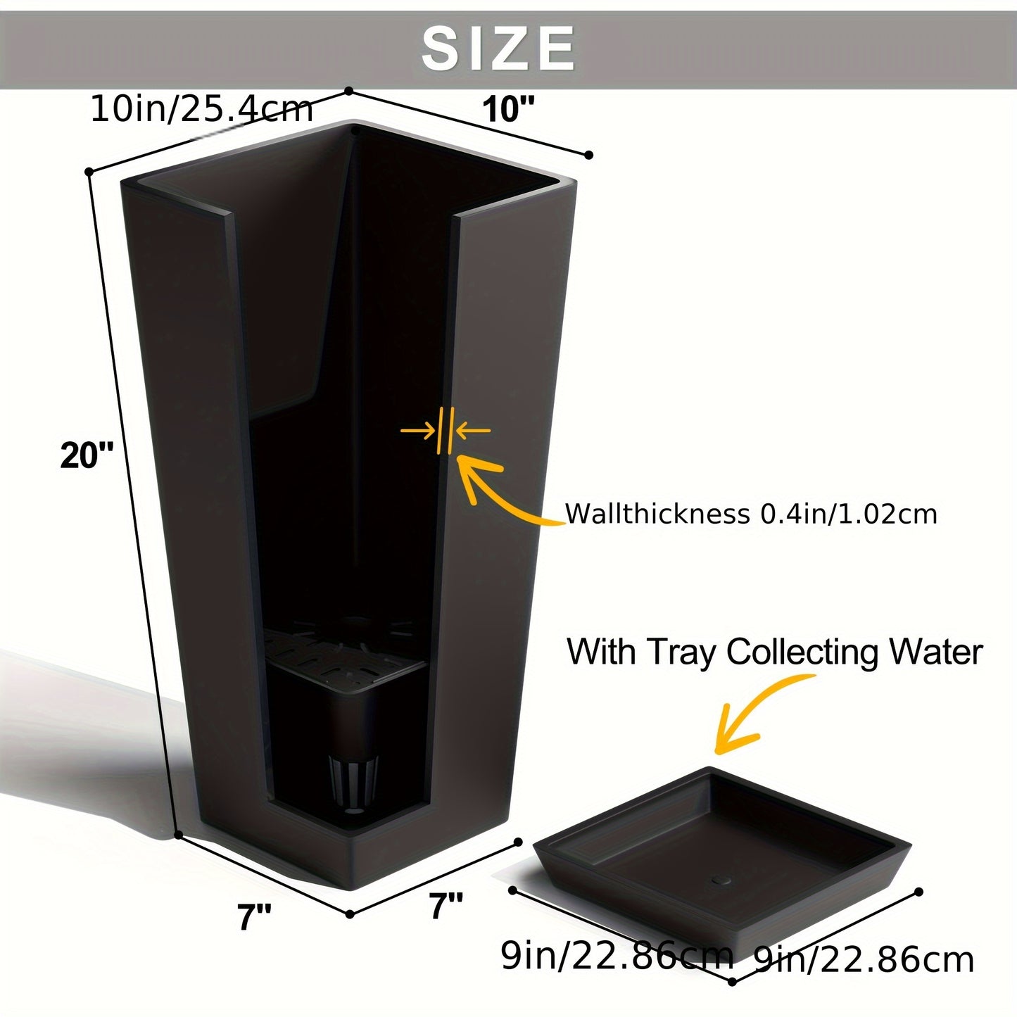 2pcs 24 Inch Outdoor Planters – Tall V-Shape Garden Flower Pots – Large Indoor & Outdoor Planters – Black