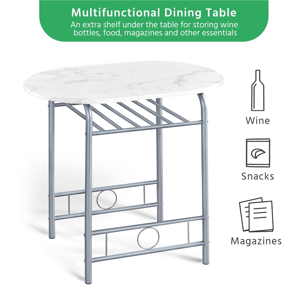 Costoffs Modern Round Compact Dining Table and 2 Chairs Set - Space-Saving Table Set for Kitchens, Apartments, and Dorm Rooms
