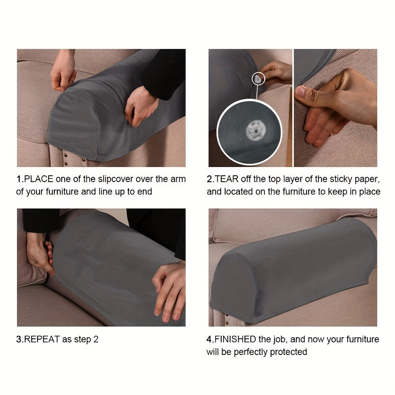 2PCS Spandex Armchair Slipcovers – Stretch Armrest Covers for Chairs and Sofa, Non-Slip Furniture Protector for Bedroom, Office and Living Room
