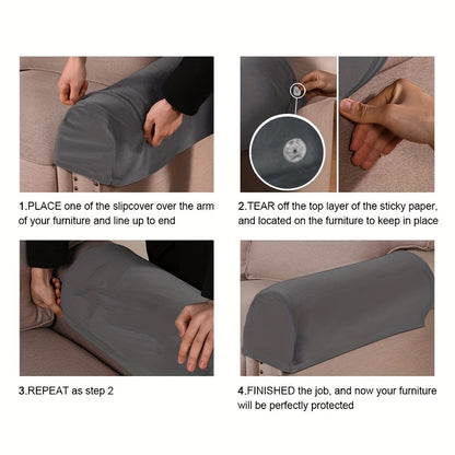2PCS Spandex Armchair Slipcovers – Stretch Armrest Covers for Chairs and Sofa, Non-Slip Furniture Protector for Bedroom, Office and Living Room