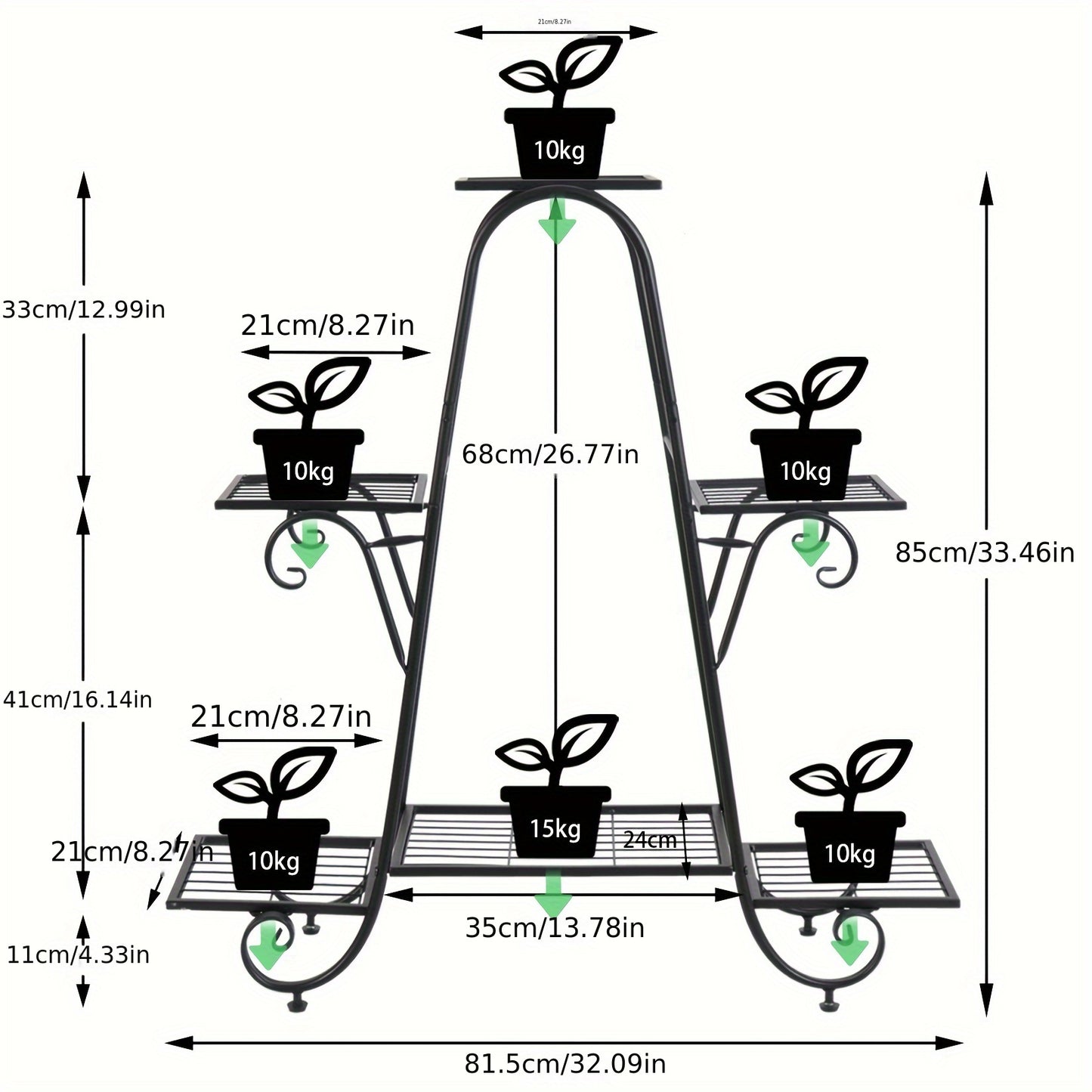 6 Tier Metal Plant Stand - Space-Saving Multi-Plant Display Rack - Sturdy Black Flower Pot Holder for Home and Patio Decor