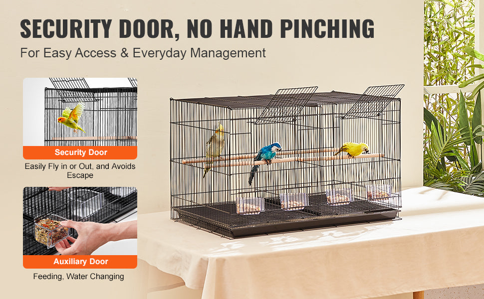 SucceBuy 30" Stackable Divided Bird Cage – Portable Travel Birdcage with Handle & Perch