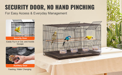 SucceBuy 30" Stackable Divided Bird Cage – Portable Travel Birdcage with Handle & Perch