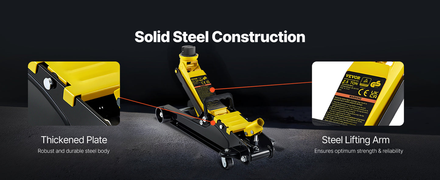SucceBuy 2.5T Floor Hydraulic Jack – Low Profile Pneumatic Steel Floor Jack with Single Piston Lift Pump