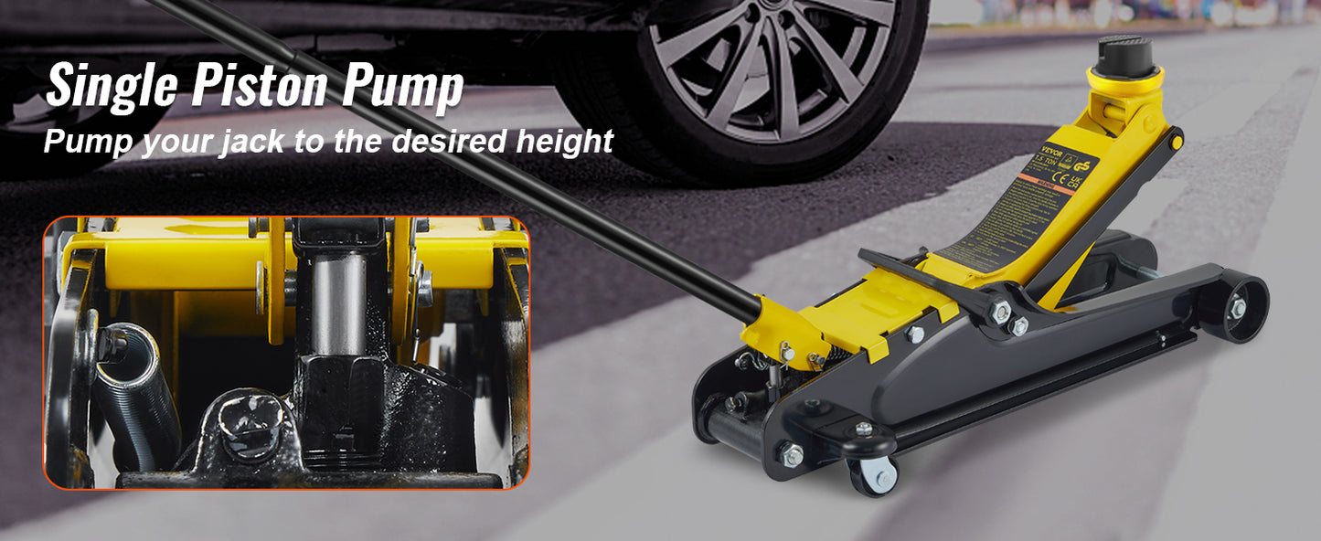 SucceBuy 2.5T Floor Hydraulic Jack – Low Profile Pneumatic Steel Floor Jack with Single Piston Lift Pump