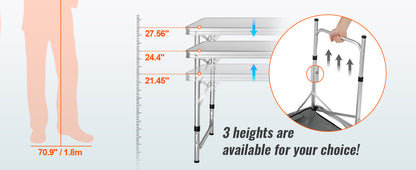 VEVOR Folding Camping Kitchen Table – Quick Set-Up MDF Table for Outdoor Picnic, BBQ, RV & Travel
