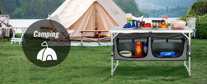 VEVOR Folding Camping Kitchen Table – Quick Set-Up MDF Table for Outdoor Picnic, BBQ, RV & Travel