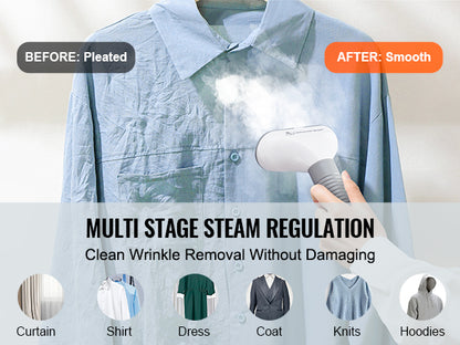 VEVOR Standing Garment Steamer with Foldable Hanger - 0.5 Gallon Tank for 90-Minute Continuous Home Steam Cleaning