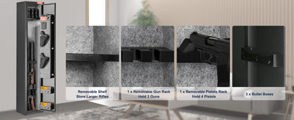 SucceBuy 3-8 Gun Safe – Digital Keypad Lock Cabinet with Removable Shelf for Rifles & Pistols