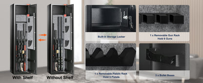 SucceBuy 3-8 Gun Safe – Digital Keypad Lock Cabinet with Removable Shelf for Rifles & Pistols
