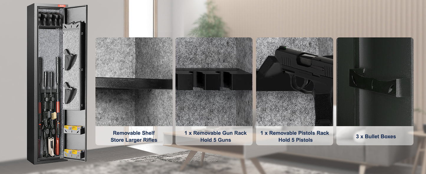 SucceBuy 3-8 Gun Safe – Digital Keypad Lock Cabinet with Removable Shelf for Rifles & Pistols