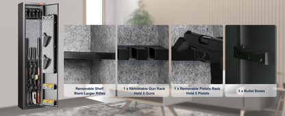 SucceBuy 3-8 Gun Safe – Digital Keypad Lock Cabinet with Removable Shelf for Rifles & Pistols
