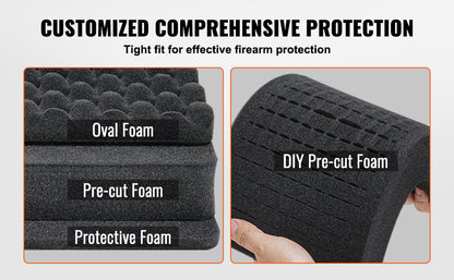 VEVOR Hard Pistol Case — Waterproof Dustproof Lockable Gun Case with Pre-Cut PU Foam for 1/2/5/6 Pistols