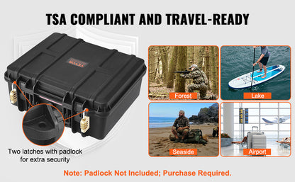 VEVOR Hard Pistol Case — Waterproof Dustproof Lockable Gun Case with Pre-Cut PU Foam for 1/2/5/6 Pistols