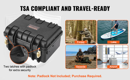 VEVOR Hard Pistol Case — Waterproof Dustproof Lockable Gun Case with Pre-Cut PU Foam for 1/2/5/6 Pistols