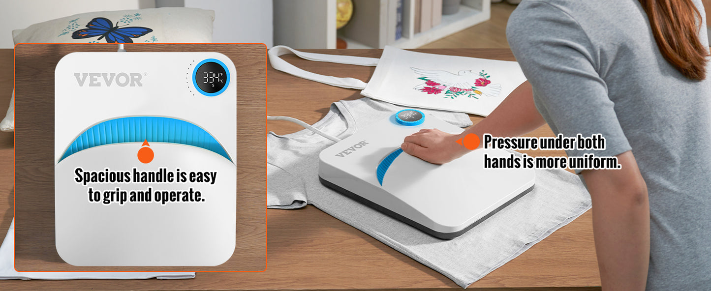 VEVOR Portable Heat Press Machine - 9x9/12x10 Inch, DIY Shirt Printing, Multifunctional Sublimation Transfer for HTV Vinyl, T-Shirt & Bag
