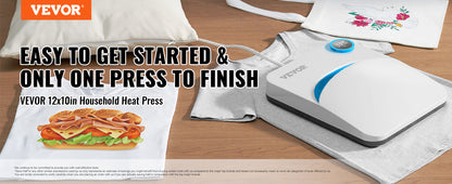 VEVOR Portable Heat Press Machine - 9x9/12x10 Inch, DIY Shirt Printing, Multifunctional Sublimation Transfer for HTV Vinyl, T-Shirt & Bag