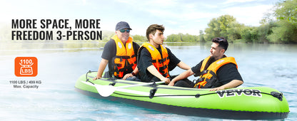 VEVOR 4-Person Inflatable Fishing Boat – Durable PVC Raft Kayak with 45.6" Aluminum Oars & High-Output Pump