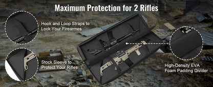 VEVOR Tactical Double Rifle Bag – 36/42" Soft Gun Case with Lockable Zipper for Two Rifles & Pistols