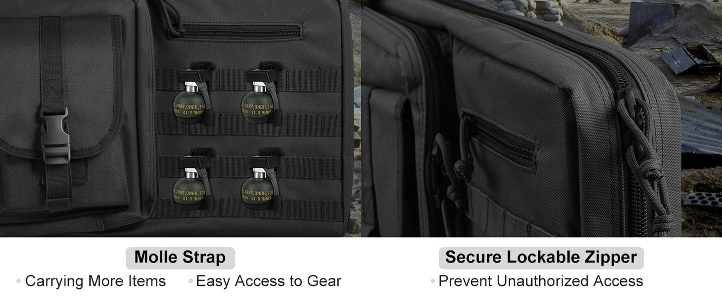VEVOR Tactical Double Rifle Bag – 36/42" Soft Gun Case with Lockable Zipper for Two Rifles & Pistols