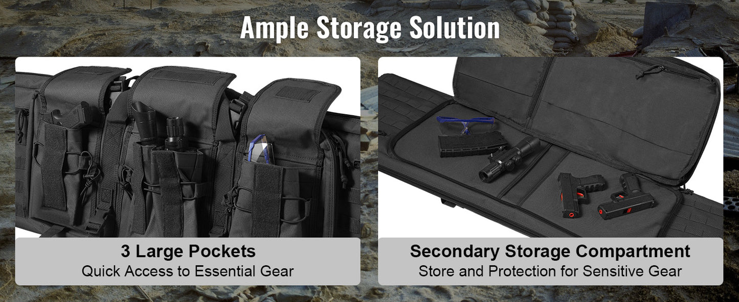 VEVOR Tactical Double Rifle Bag – 36/42" Soft Gun Case with Lockable Zipper for Two Rifles & Pistols