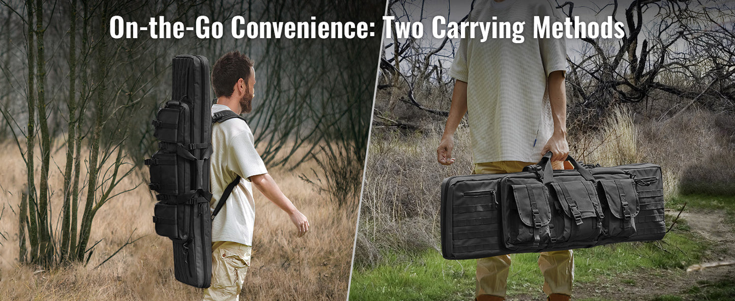 VEVOR Tactical Double Rifle Bag – 36/42" Soft Gun Case with Lockable Zipper for Two Rifles & Pistols