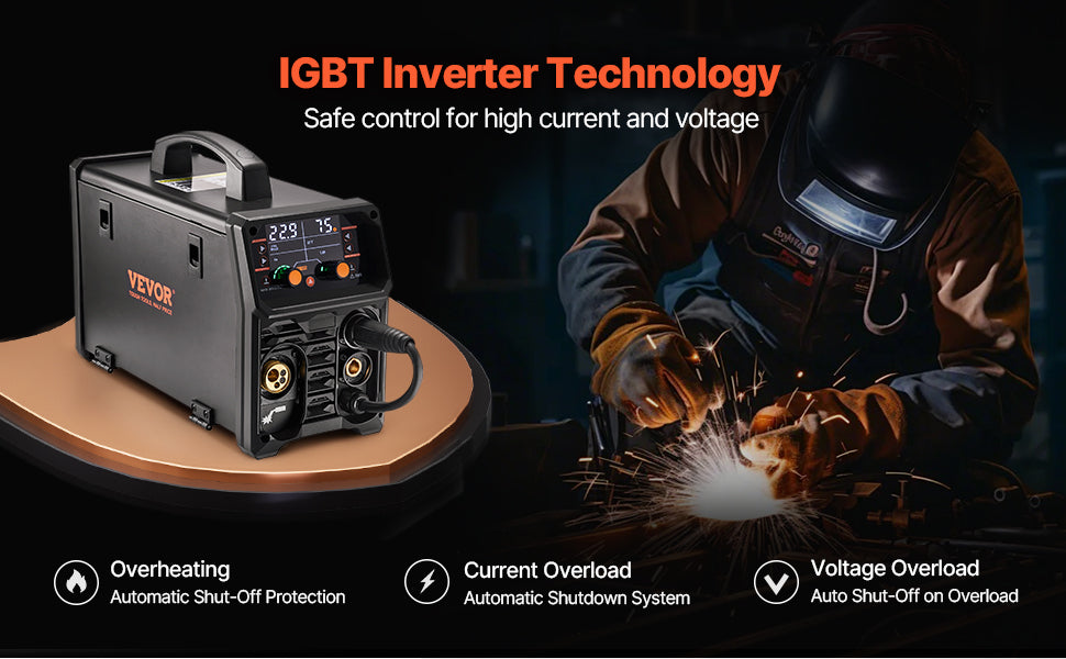 VEVOR 5-in-1 200A MIG Welder – Gas/Flux Core MIG, Stick, Lift TIG, AU TIG with LCD Display