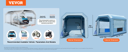 VEVOR Inflatable Paint Booth – Portable Car Spray Booth with Powerful Blowers & Air Filter System
