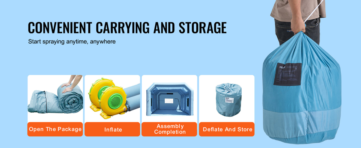 VEVOR Inflatable Paint Booth – Portable Car Spray Booth with Powerful Blowers & Air Filter System