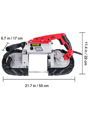 VEVOR Cordless Portable Bandsaw – 5-Inch Cutting Capacity, 10Amp Variable Speed Motor for Metal, Wood, Pipes & Rebar