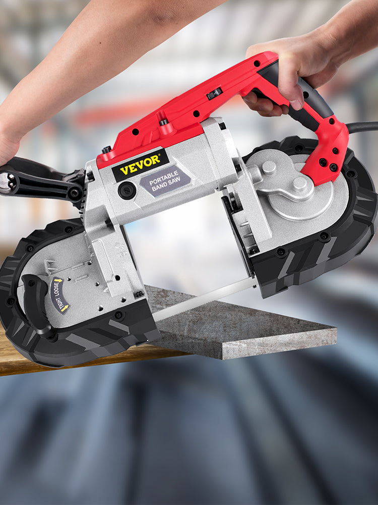 VEVOR Cordless Portable Bandsaw – 5-Inch Cutting Capacity, 10Amp Variable Speed Motor for Metal, Wood, Pipes & Rebar