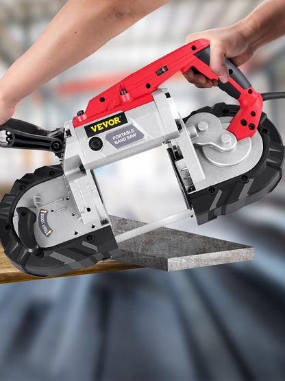 VEVOR Cordless Portable Bandsaw – 5-Inch Cutting Capacity, 10Amp Variable Speed Motor for Metal, Wood, Pipes & Rebar